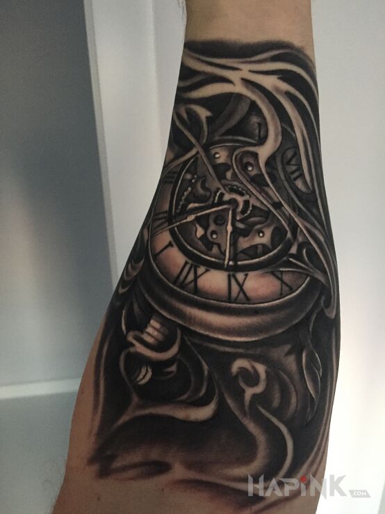Tattoo Mój drugi in objects motif and realistic style on the forearm