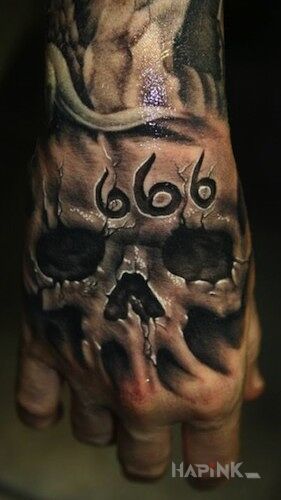 Tattoo Czacha 3D in 3D motif on the hand