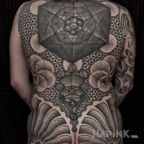 Tattoo One coherent concept on the back style: geometric