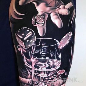 Tattoo Casino on the upper arm motif: 3D style: realistic