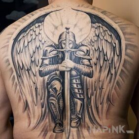 Tattoo Angel on the back motif: angels