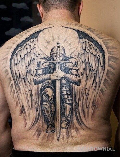 Tatuaż anioł w motywie anioły na plecach