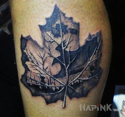 Tattoo Fajnie wyglądający liść in other motif on the forearm
