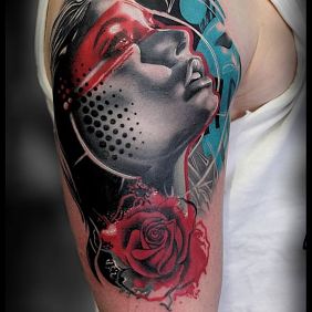 Tattoo Tribute on the upper arm motif: faces style: realistic