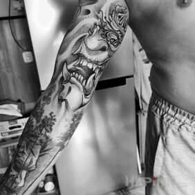 Tattoo Devil ? on the forearm motif: demons style: graphic / illustrative
