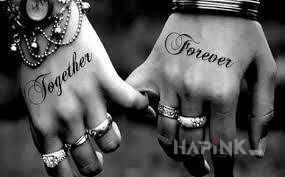 Tattoo Together forever in Love motif on the hand