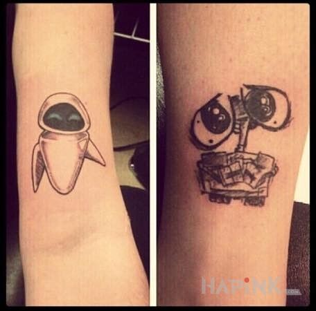 Tattoo WALLE in Love motif on the forearm