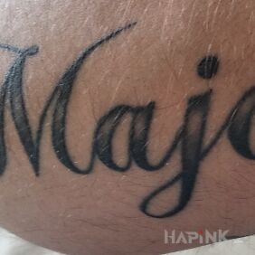 Tattoo Maya on the forearm motif: lettering