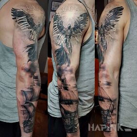 Tattoo Angel on the forearm motif: angels style: realistic