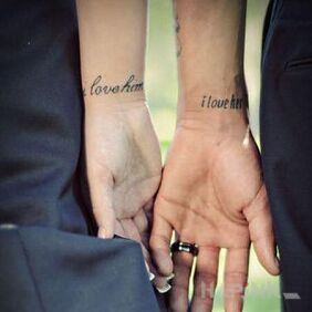 Tattoo Love on the wrist motif: Love