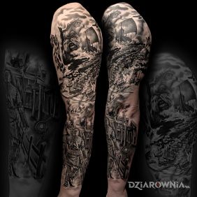 Tatuaż Viking na przedramieniu motyw: wojna styl: realistyczne