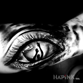 Tattoo Eye on the upper arm motif: black and gray style: realistic