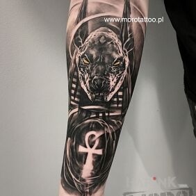 Tattoo Anubis from Igoryoshi on the forearm motif: characters style: realistic