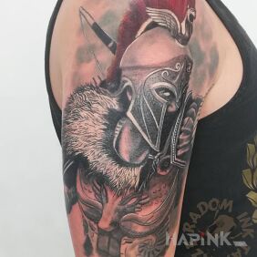 Tattoo Gladiator Continues on the upper arm motif: colorful style: realistic