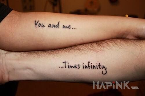 Tattoo You and me... Timies infinity in Love motif on the forearm