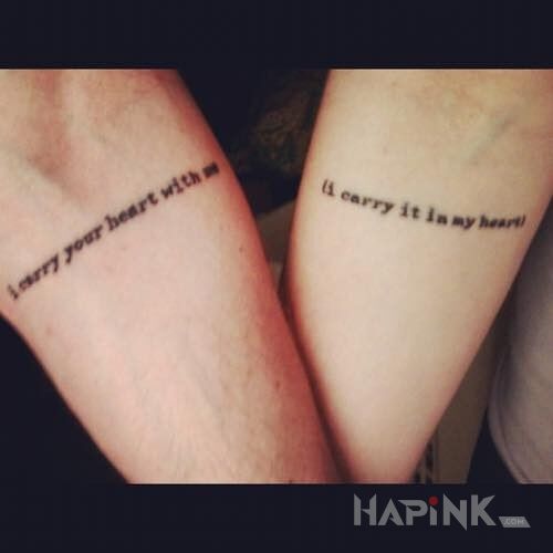 Tattoo Napis dla zakochanych in Love motif on the forearm