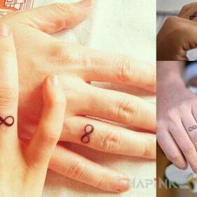 Tattoo Infinity sign on fingers on the fingers motif: Love