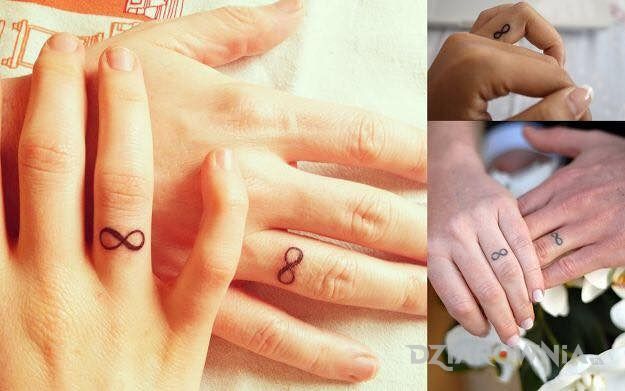 Tatuaż znak nieskończoności na palcach w motywie miłosne na palcach