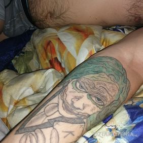 Tatuaż Joker skończony lecz wiem że muszę popracować nad cieniami na przedramieniu motyw: postacie styl: graficzne / ilustracyjne