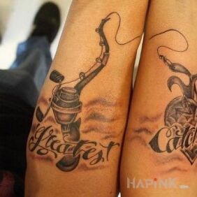 Tattoo Sea fest catch on the forearm motif: Love