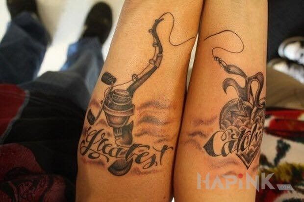 Tattoo Sea fest catch in Love motif on the forearm