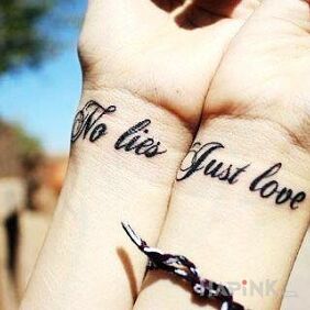 Tattoo No lies just love on the wrist motif: Love