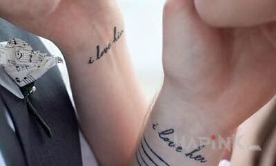 Tattoo Klasyczny napis o miłości in Love motif on the wrist